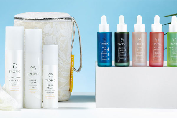 Image of a selection of products from the Tropic Skin Care range.